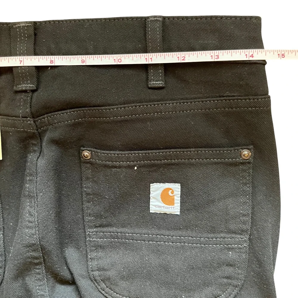 Carhartt Women 4 Tall Black Rugged Flex Twill Double Front Straight Pants 104036